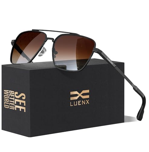Image of LUENX Aviator Sunglasses for Women Men Polarized Lens Trendy Sun Glasses - UV 400 Protection 60MM with Accessories Driving
