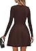 PRETTYGARDEN Long Sleeve Mini Dress for Women 2025 Fall Crewneck Knit Pleated Babydoll A Line Soft Casual Short Party Dresses (Brown,Medium)