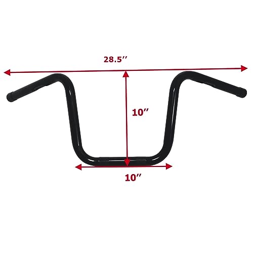 Aircmt ARHBM06#BLK 10'' Rise Drag Ape Hanger 1'' Handlebar Compatible With Harley Davidson Sportster Xl 883 1200 Dyna Wide Glide Street Bob Low Rider Gloss Black thumb #1