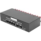 4ゾーン スピーカーセレクター 4入力2出力 アンプ対応 パッシブオーディオ切替器 アルミ合金製 音楽再生用 ステレオスイッチャーボックス ホームオーディオ用