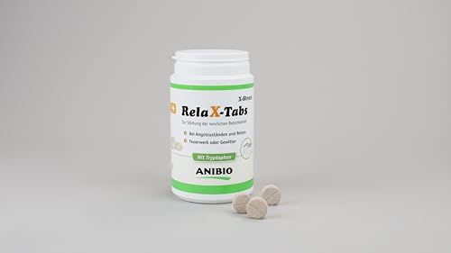 Anibio Relax-Tabs 180g X-Stress - bei Reisen, Angstzuständen, Feuerwerk, Gewitter, Angst mit Tryptophan & Kräutern für Hunde