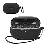 For SoundPeats PearlClip/SOUNDPEATS CC ケース [HVUYAL] 紛失防止用のフックを搭載した 軽量 キズ防止 防塵 傷つきにくい 柔らかなシリカゲルのスポーツクールなデザイン 衝撃 吸収 スリム ソフト ケースカバー 落下防止保護(ブラック)