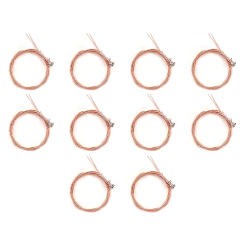 Tassteen 10 Sets of 6pcs Pure Copper Strings for Classical Guitar and Ukulele Strings Guitar Parts Accessories Red-Copper String