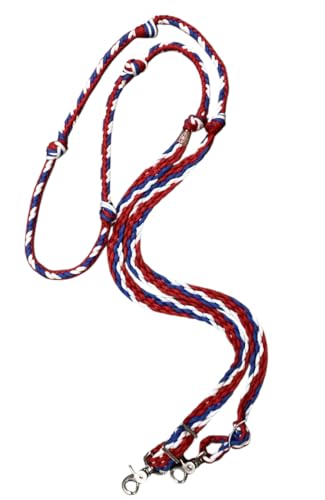 barrel reins horse tack red, white & blue paracord reins
