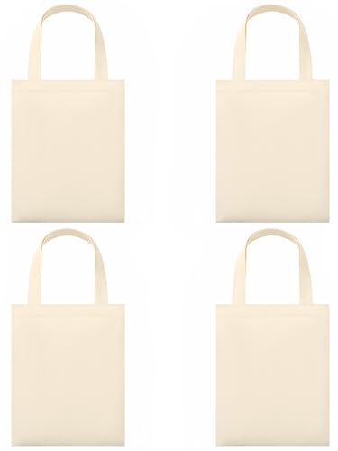 Phicorn Small Plain Canvas Tote Bags 4-Pack, 9' x 11'...