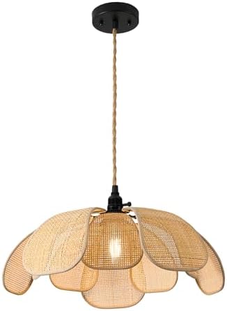 Boho Lustres de vime de 50,8 cm, luzes penduradas com flores, cor...
