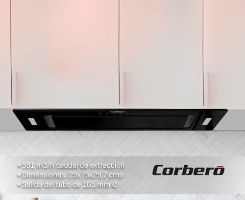 Campana extractora Corberó MAURICIO7575B de cristal negro 4