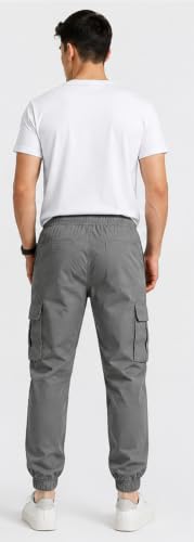 Image of Men's Jogger Cargo Pants | Stretchable Cotton Blend Utility Trousers | Regular Fit Multi Pocket Casual Bottom Wea