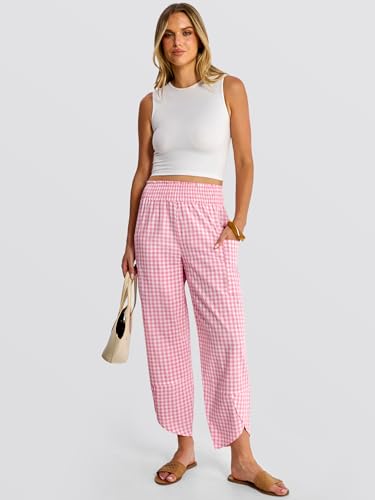 Image of ANRABESS Womens Wide Leg Palazzo Capri Pants 2026 Summer Casual High Waisted Barrel Lounge Flowy Cropped Beach Work Trousers