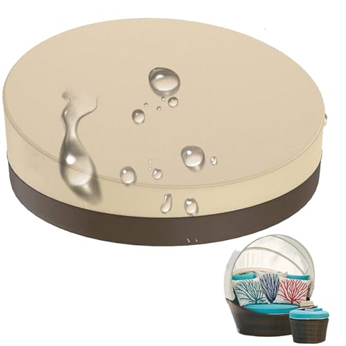 420D Oxford Schutzhülle für Sonneninseln Rund, Abdeckung für Sonneninsel Halbrund Wasserdicht Garten mit Einstellbarer Kordelzug,Abdeckhauben für Lounge Sonnenliege Möbelsets(Size:228*83cm,Color:Beig