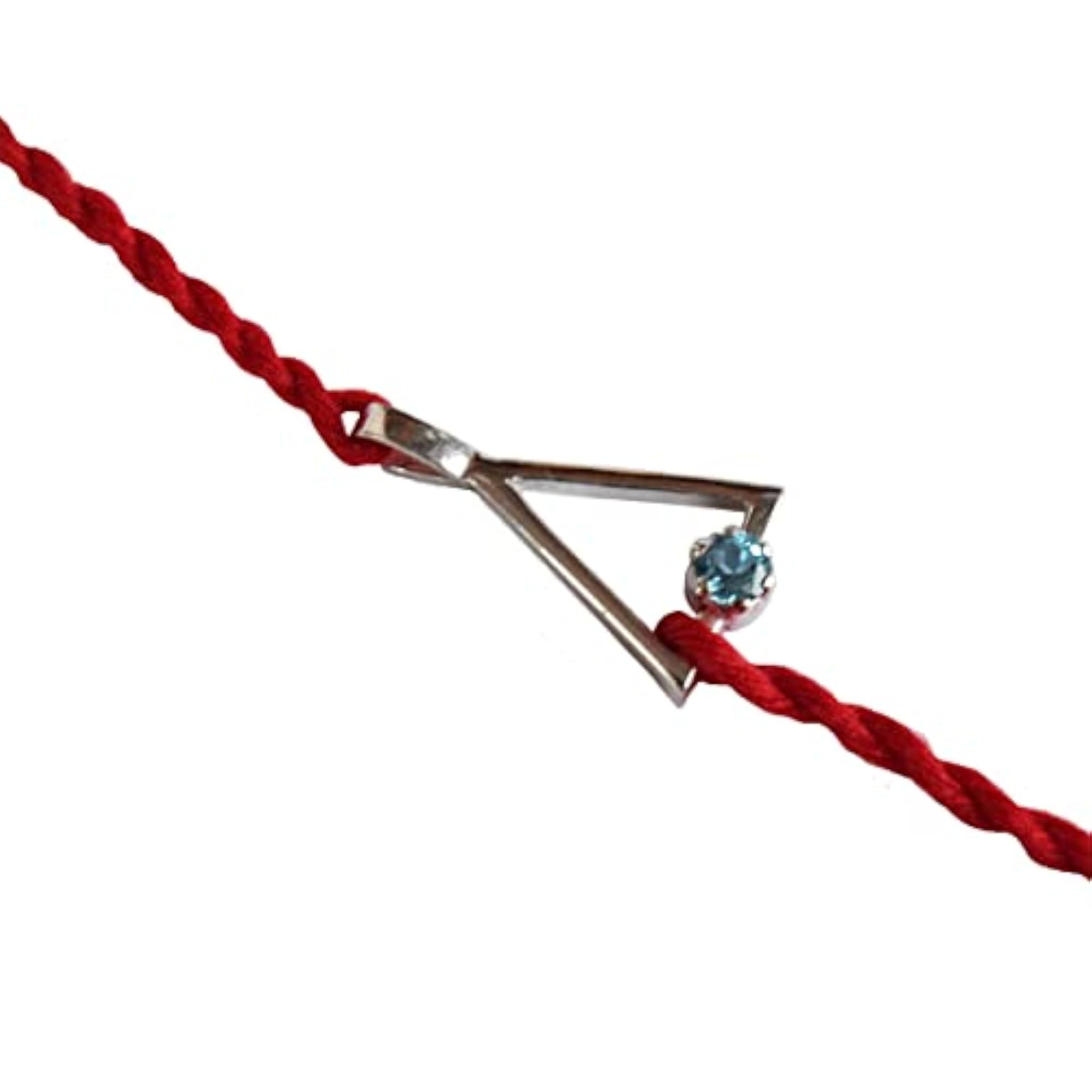 Triangle .925 Sterling Silver and Blue Topaz Rakhi for Brothers