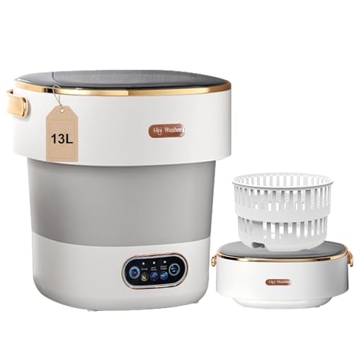 ミニ洗濯機 13L 大容量、40W 静音モーター搭載、ポータブルミニせんたく、ブルーライトによる殺菌消臭機能、小型脱水機能付き、操作カンタン、高速脱水、下着・靴下・ベイビー服・タオル洗浄、一人暮らし・寮・アパート ・旅行に最適、コンパクト 時短 速乾 部屋