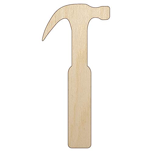 Hammer Tool Unfinished Wood Shape Piece Cutout for DIY Craft Projects - 1/4 Inch Thick - 6.25 Inch Size