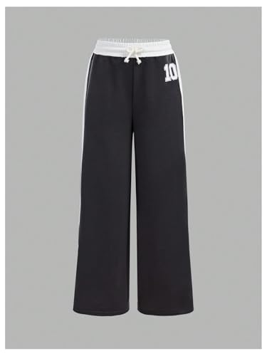 Girl's Striped Baggy Sweatpants Drawstring Waist Wide Leg Track Pants Workout Sports Trousers with Pockets3