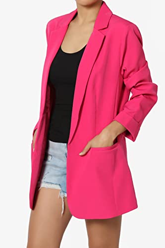 TheMogan Women's Cuffed Long Sleeve Open Front Blazer Stylish Office Casual Versatile Jacket3