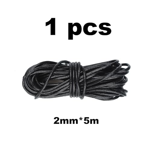 Lederschnur Rund 2mm×5m,Lederband Lederriemen Classic Kette,Lederschnur Lederband aus echt Leder für DIY Schmuck Wie Armbänder Handwerk Schlüsselband Armband Schmuck,Halsketten-Schwarz