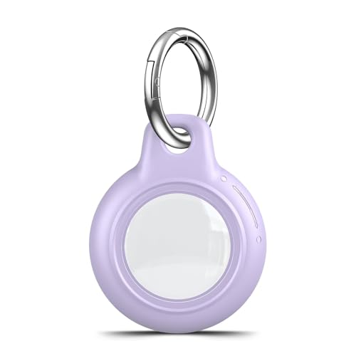 Image of MOLOSLEEVE 1 Pack Waterproof for Apple for AirTag 2nd & 1st Gen Holder, for Air Tag Case with Keychain, PC Hard Shell Swivel Buckle, for Airtag Case Suitable for Tracking, Bags, Luggage, Keys (Purple)