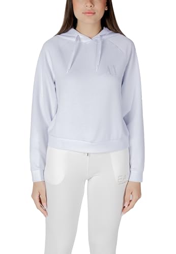 Armani Exchange Sudadera con Capucha para Mujer, diseño de Logotipo Brillante, Blanco (Optic), S