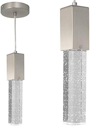 huong son Modern LED Bubble Glass Pendant Light, Brushed Sand-Nickel Pendant Lighting 4000K, Adjustable Mini Contemporary Pendant Light Fixtures, GU10 Bulb Included, 1-Light