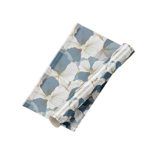 Image of KBR Elegant Blue & White Floral Wallpaper (45 x 300 cm) - Flower Pattern Peel & Stick Self-Adhesive Wall Covering with Soft Botanical Design for Roll for Living Room, Bedroom & Hallway Decor