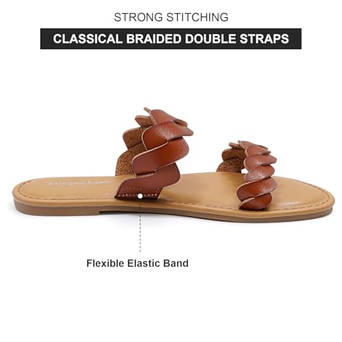 mazeskin Ladies's Reminiscence Foam Two Braid Band Snug Summer time Flat Slide Sandals - Image 4