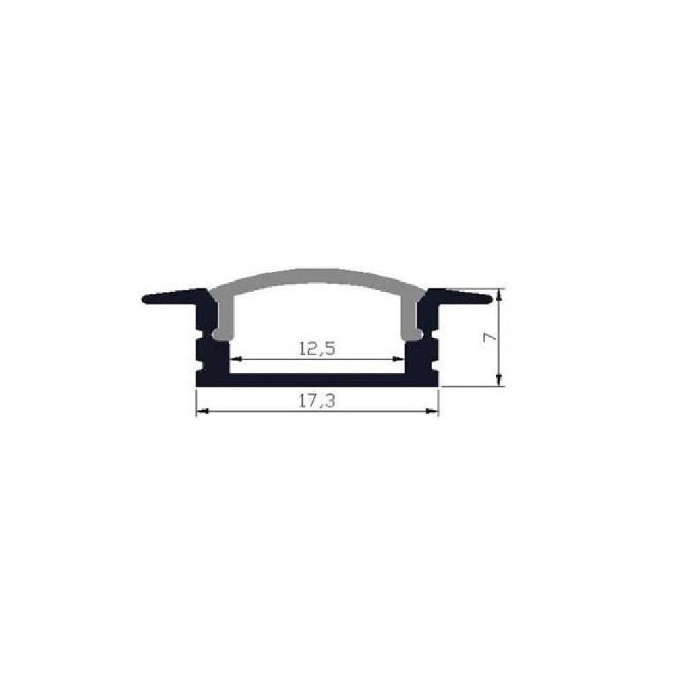 Profili in Alluminio Nero da incasso TL1204 in barre da 2 mt per Strisce a Led con cover Opaca tappi e ganci (3 barre Nero (6 mt)