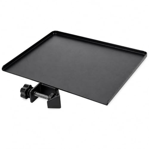 Image of BROLAVIYA Microphone Stand Shelf Adjustable Metal Tray Holder, Compatible with Most Microphone Stands and Music Tripod Stands, Size 7.9 inch X 5.7 inch inch