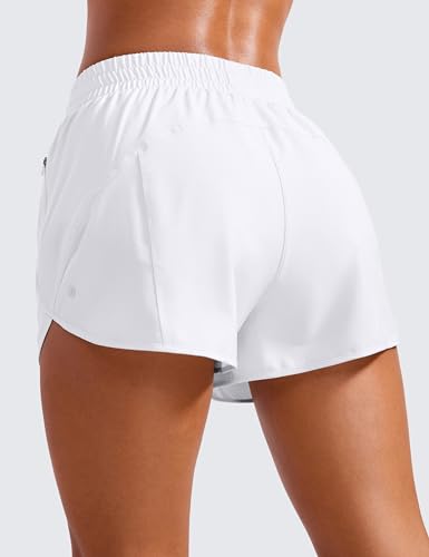 Image of CRZ YOGA Dolphin Athletic Shorts 3 inch | High Waisted, Mesh Liner, Quick Dry, Lightweight, A Zip Pocket, for Women