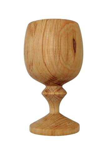 Wooden World, Large Wooden Goblet Cup Made of Cherry Wood Ecological and Solid, Brown, Foot width 6.5 cm, Cup width 7 cm - Image 4