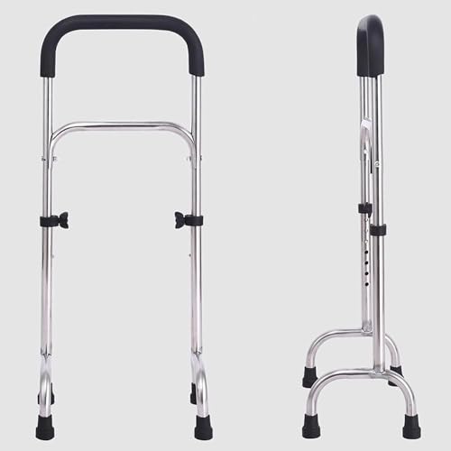 Quad Cane - lekka pomoc w poruszaniu się ze stali nierdzewnej z podstawą o szerokości czterech nóg dla stabilności, regulowana laska do chodzenia czworonogiem dla lepszego podparcia
