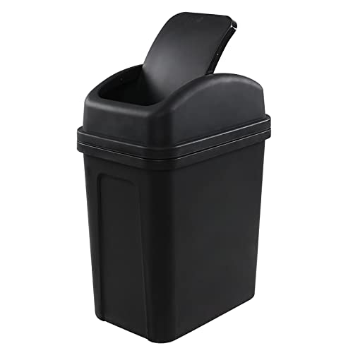 Caneca de Basura Plástica 1.8 Galones Negra con Tapa Basculante