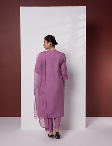 Image of Amazon Brand - Myx Women Embroidered Kurta Set with Duppatta (Available in Plus Sizes)