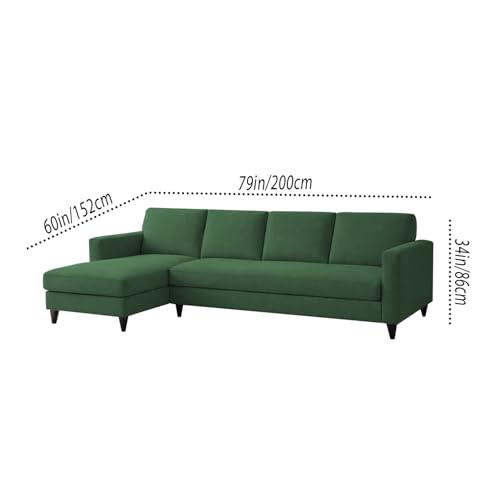 Image of Carlos LHS 4 Seater L Shape Sofa Set for Living Room & Home Office Furniture, Modern Durable Sectional Corner Sofa Couch, Premium Fabric Comfortable Seating with Strong Frame (Green)