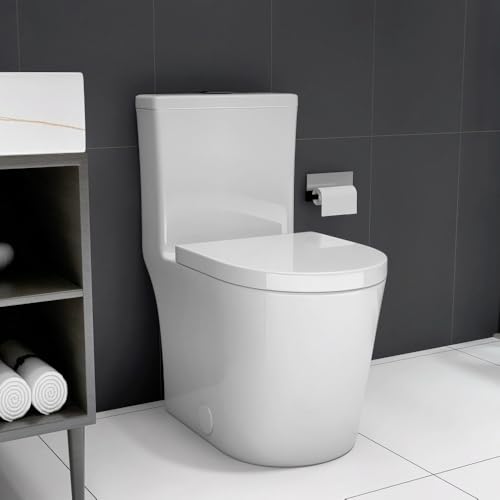 Small Compact One Piece Toilet Dual Flush, 23 inch Short Depth for Tiny Bathroom,White