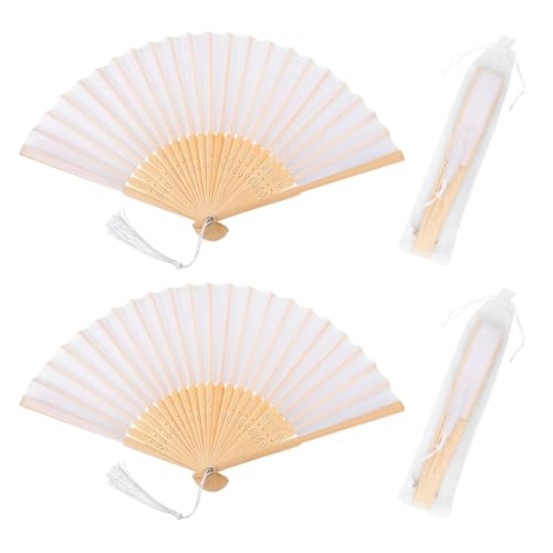 Rybtd Handfächer 2 Stück Faltfächer，Chinesischer Fächer，Bambus Handfächer，Faltbare Fächer，21CM Fächer Festival für Tanz, Party, Hochzeit Geschenke, DIY Dekoration, Haus Dekorationen,Fächer Hochzeit