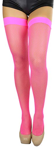 Image of ToBeInStyle Women's Sexy Nylon Versatile Fine Fishnet Thigh High Stockings w /Opaque Band