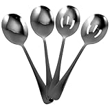 BIUDECO 4 Stück Servierlöffel Edelstahl mit Sieböffnungen Ergonomischer Griff Spülmaschinenfest Küchenutensilien für Haushalt Gastronomie