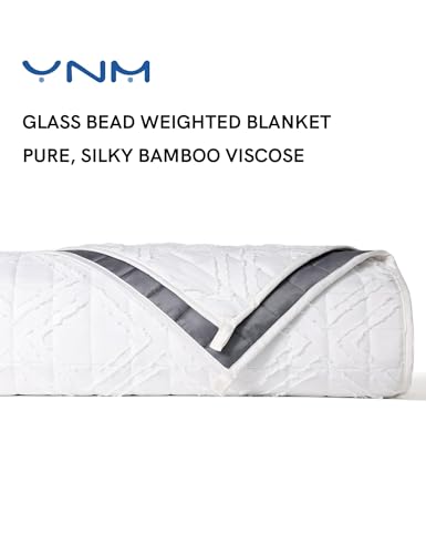 Image of YnM Cooling Weighted Blanket for Adults, 15lbs Heavy Bed Throw for One Person of 140lbs, Perfect for Hot Sleepers or Warm Climates with Rayon /Glass Beads(60x80 Inches, Queen Bed, Cutting Motif)