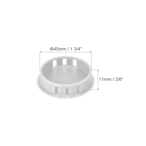 Image of MECCANIXITY 64PCS 45mm(1 3 /4 inch) Light Gray Plastic Hole Plugs, Flush Type Panel Hole Plugs Insert End Caps for Locking Hole Tubes Furniture Cabinet