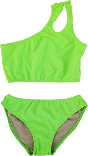 Image of Cheryl Creations Kids Girl's Black Cute & Comfortable Two Piece One Shoulder Bathing Suit Bikini | Swimsuit