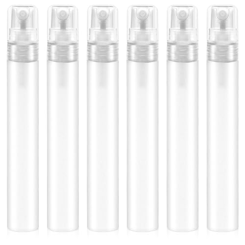 Mozeat Lens 6 PCS 10ml Mini Spray Bottle Plastic Portable Travel Bottle Fine Mist Refillable Mini Perfume Sample Bottles Clear Plastic Spray Bottle Empty for Cleaning Travel Essential Oils