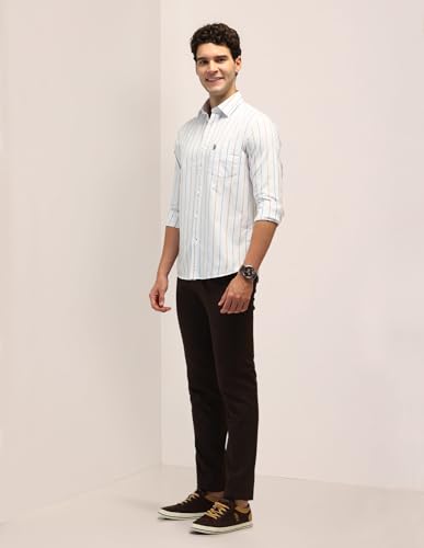 Image of U.S. Polo ASSN. Striped Tailored Fit Shirt for Men - 100% Cotton, Breathable & Comfortable, Full Sleeves Casual Shirt for Men