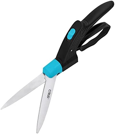 CYRUS 14-Inch Handheld Grass Shears with 360° Rotating Head - Premium Carbon Steel Plant Cutting Scissors Ergonomic Handle & Safety Lock Garden Shears for Lawn, Hedg...