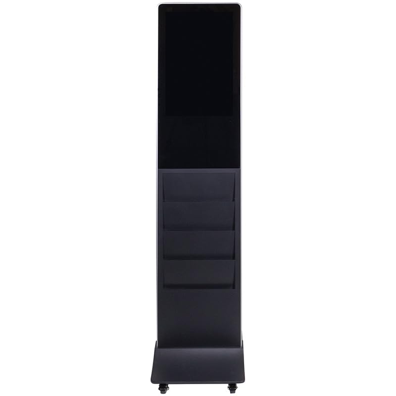 Image of shopPOPdisplays Freestanding Digital Signage with 4 Brochure Holders, 8.5″x11″ Media Slots, Full HD 1080p LCD, USB /HDMI, Portrait Indoor Advertising Display
