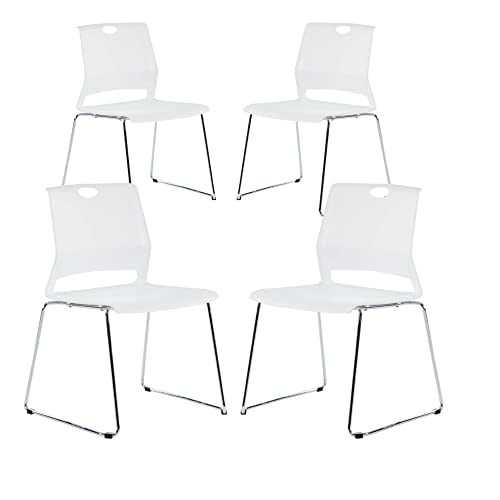 Whiterye 4 Pack Stackable Chairs, Office Guest Chairs With No Wheels, Conference Room Chairs, White Chairs For Dining Room, Conference Room, Classroom,Lobby. #TOP2
