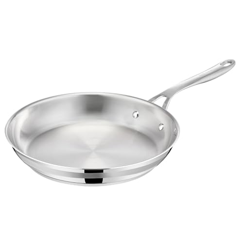 Jamie Oliver by Tefal Cook Smart 24cm Pancake Frying Pan Uncoated Stainless Steel Riveted Handle Induction Safe Thermo-Fusion Base 90% Recycled Steel E3110455