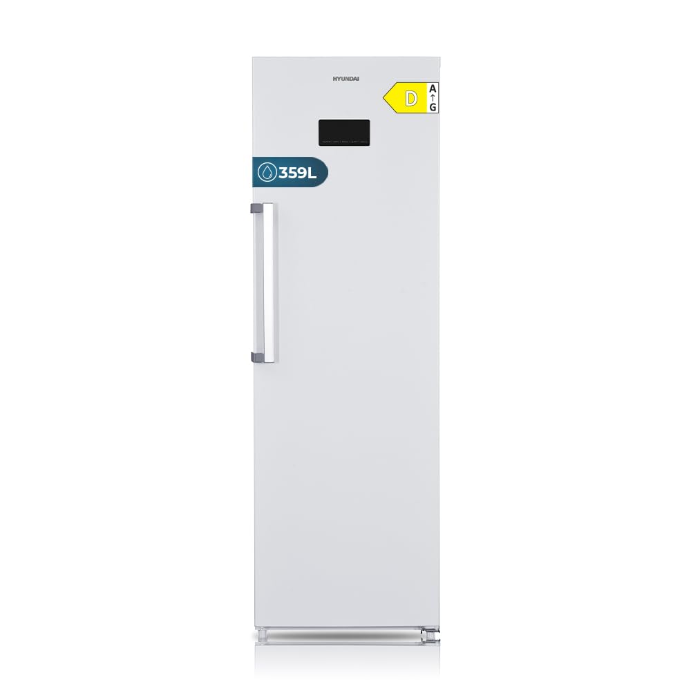 HYUNDAI Refrigerador Blanco, 1 Puerta. HRF18560NDDW00, Capacidad 359 Litros, No Frost, Motor Universal, 40 dB, Puerta Reversible, Apertura Tirador, Clase D