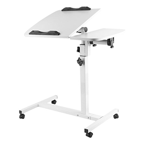 Blackpoolal Klappbar Laptoptisch Höhenverstellbar Laptopständer Notebookständer Notebooktisch Lernen Schreibtisch Pflegetisch Computertisch mit Maus Board und Rollen Beistelltisch Sofa (Weiß)