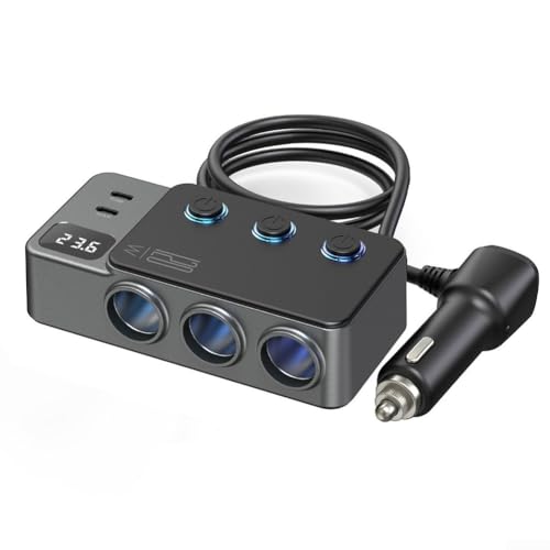 Adaptador divisor de alimentación para cargador de coche, con tres salidas USB para una carga rápida del dispositivo