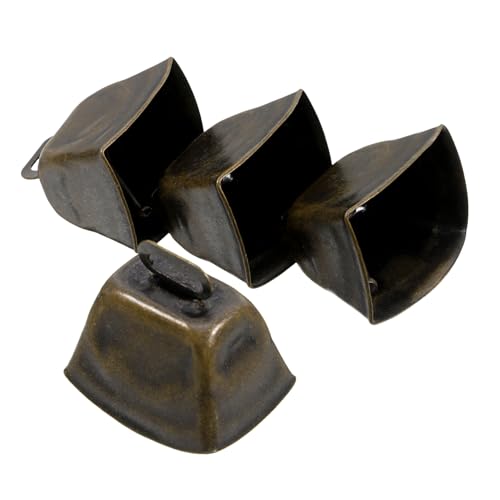 Mipcase 4pcs Retro Metal Cow Bells Large Handle Pet Training Bells Hanging for Dogs Vintage Cattle